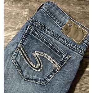 Silver Jeans Women's Santorini Low Rise Medium Wash Cropped Jeans SZ 28 (30x27)